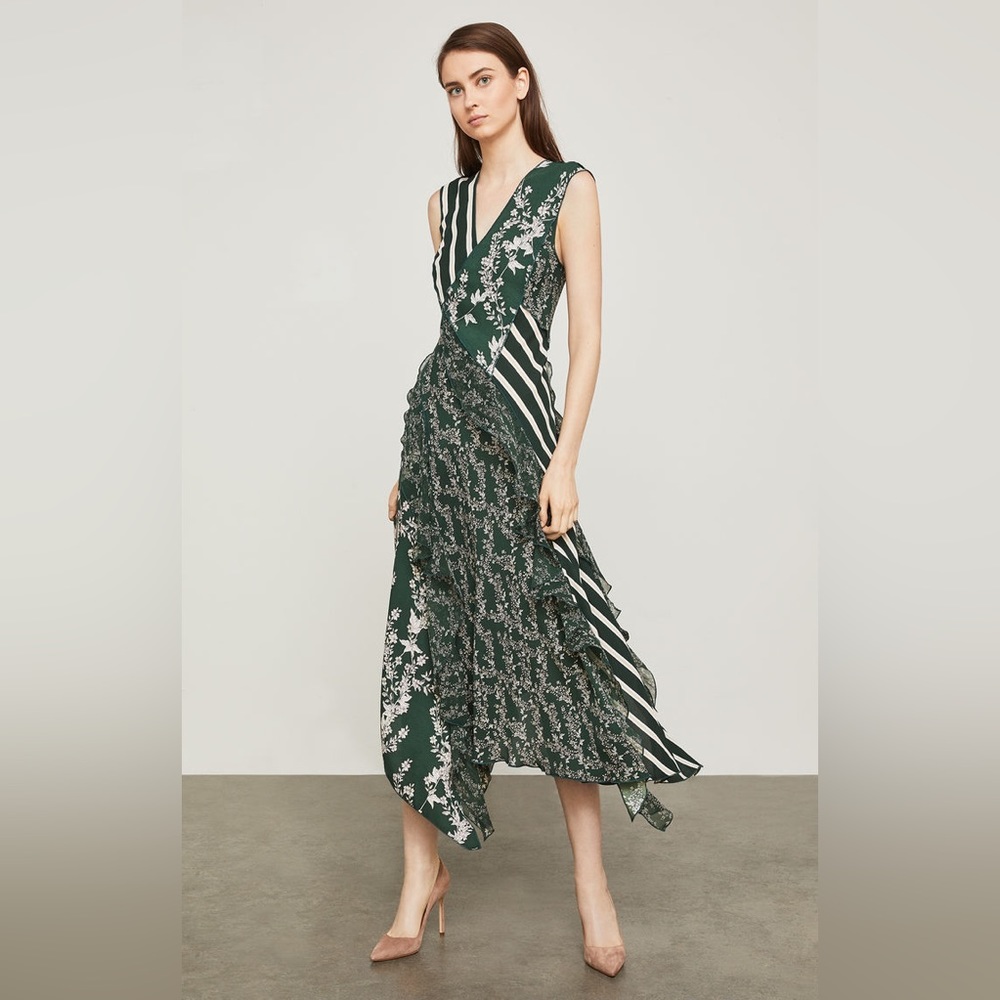BCBGMAXAZRIA- Floral Blooms Asymmetrical Dress